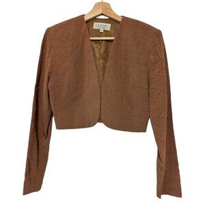 Vintage 90's Brown Glitter Sparkle Crop Jacket Blazer LAUNDRY by‎ SHELLI SEGAL